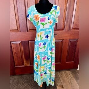 Jams World Vintage Maxi Dress Dreamsicle Pattern Floral Fleur Medium